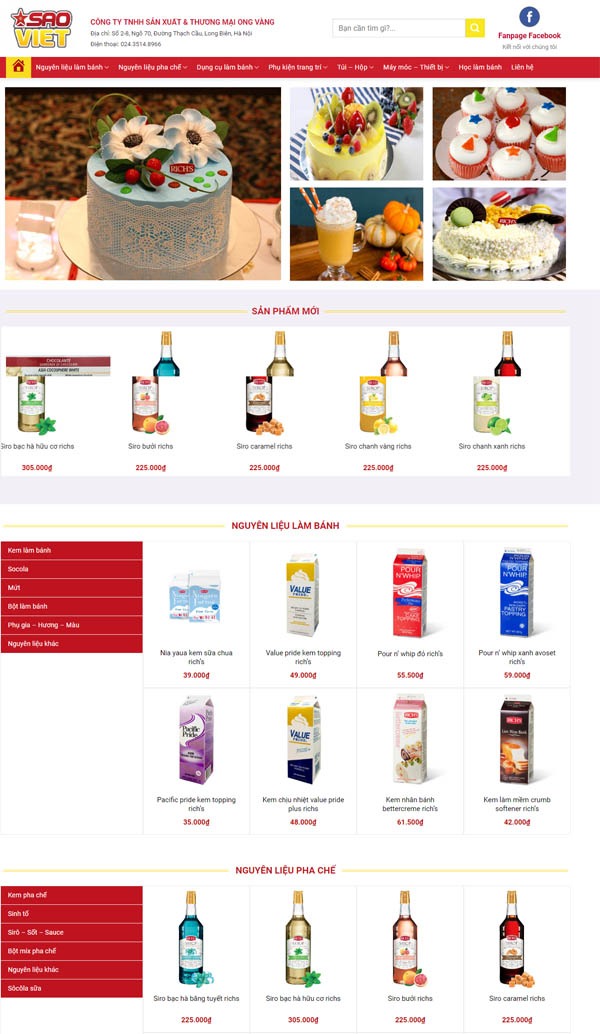 Mẫu website cửa hàng bánh kem