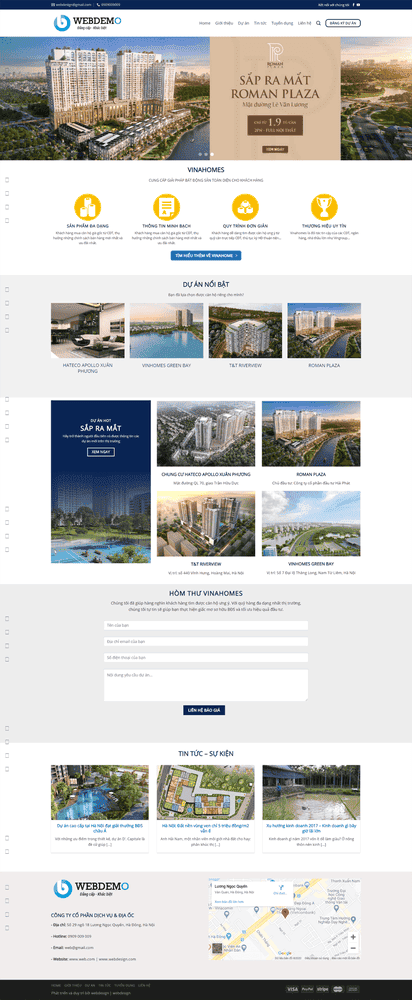 Mẫu website bất động sản VinaHomes