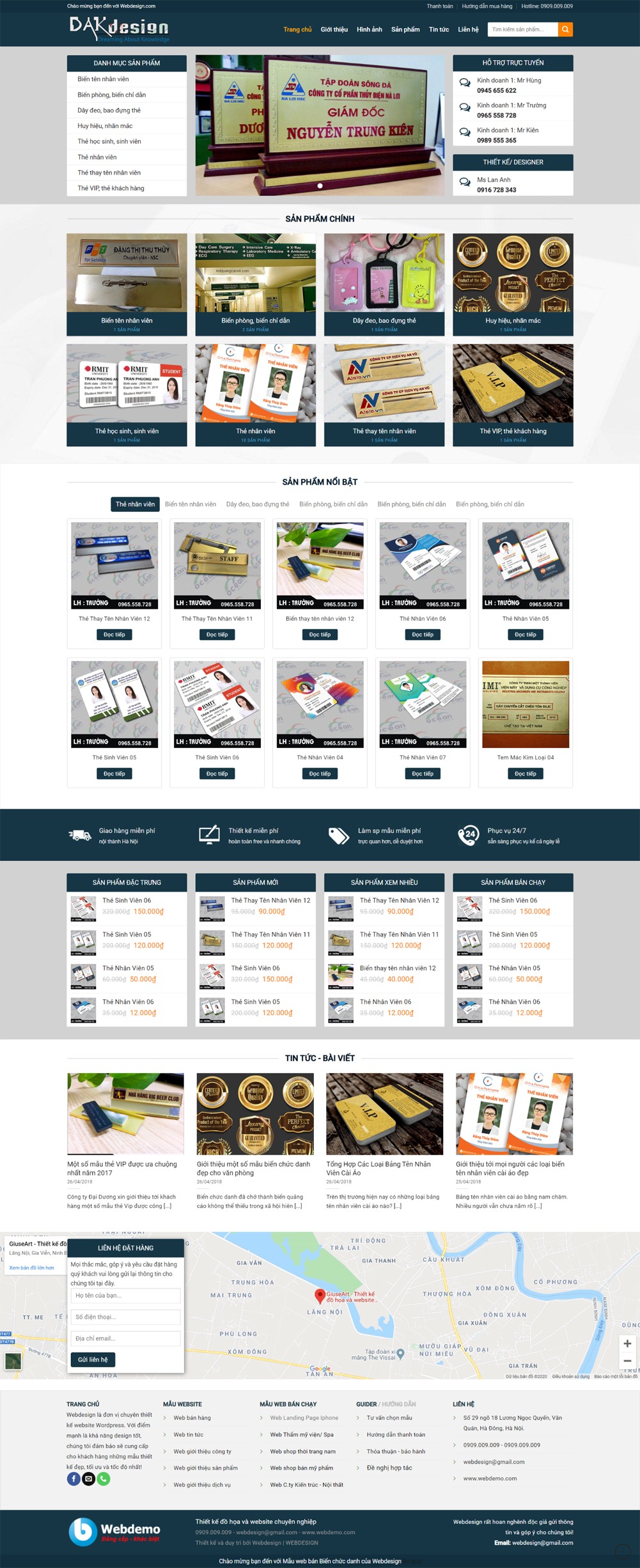 Mẫu website biển chức danh