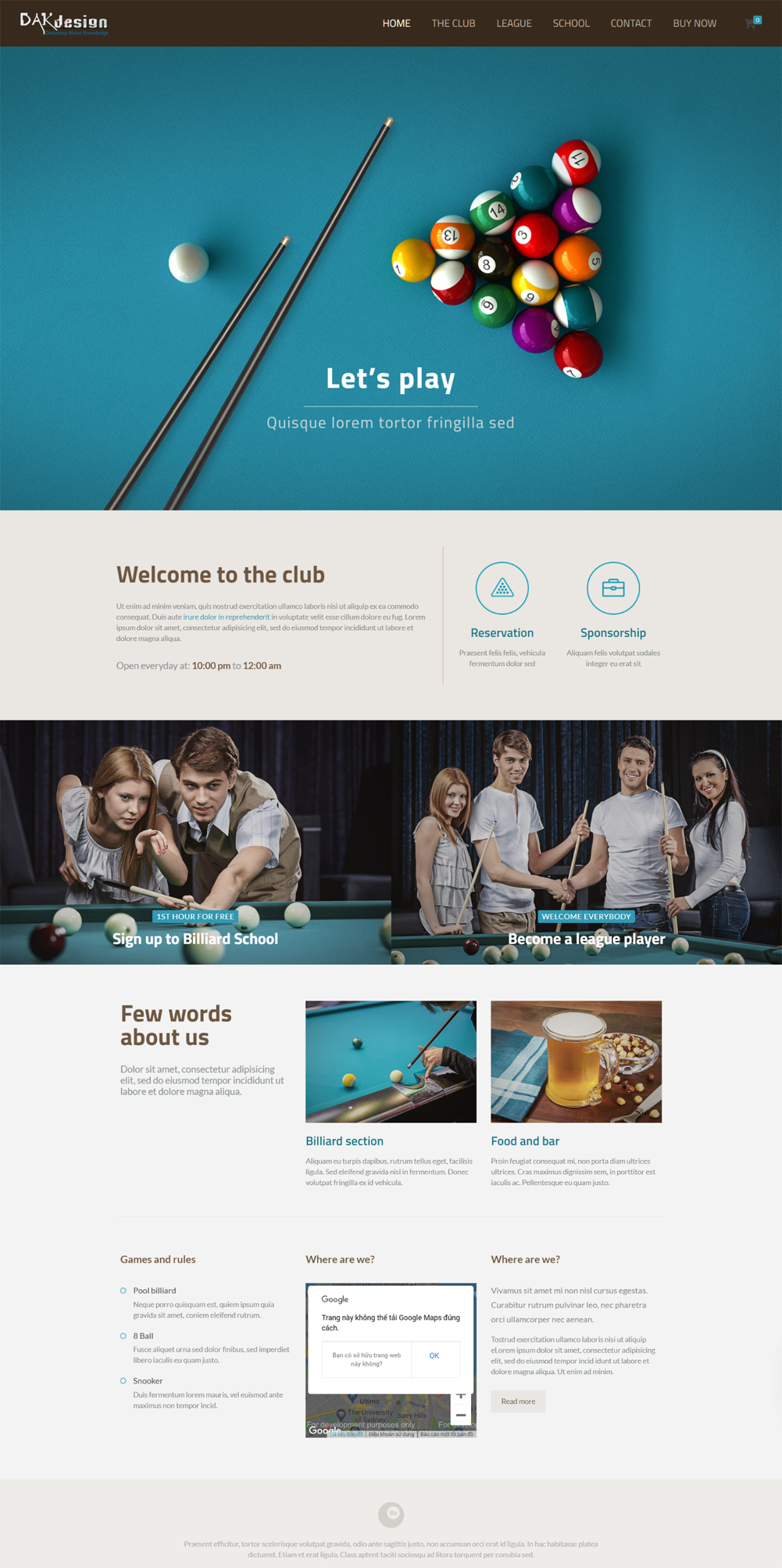 Mẫu website nước ngoài Billiard