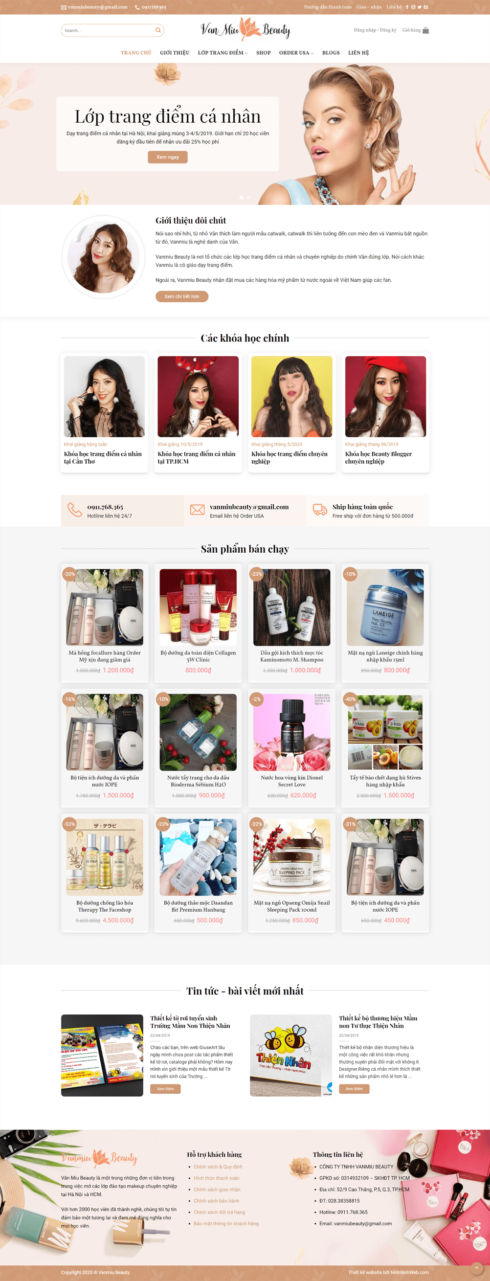 Mẫu website tin tức dạy làm đẹp