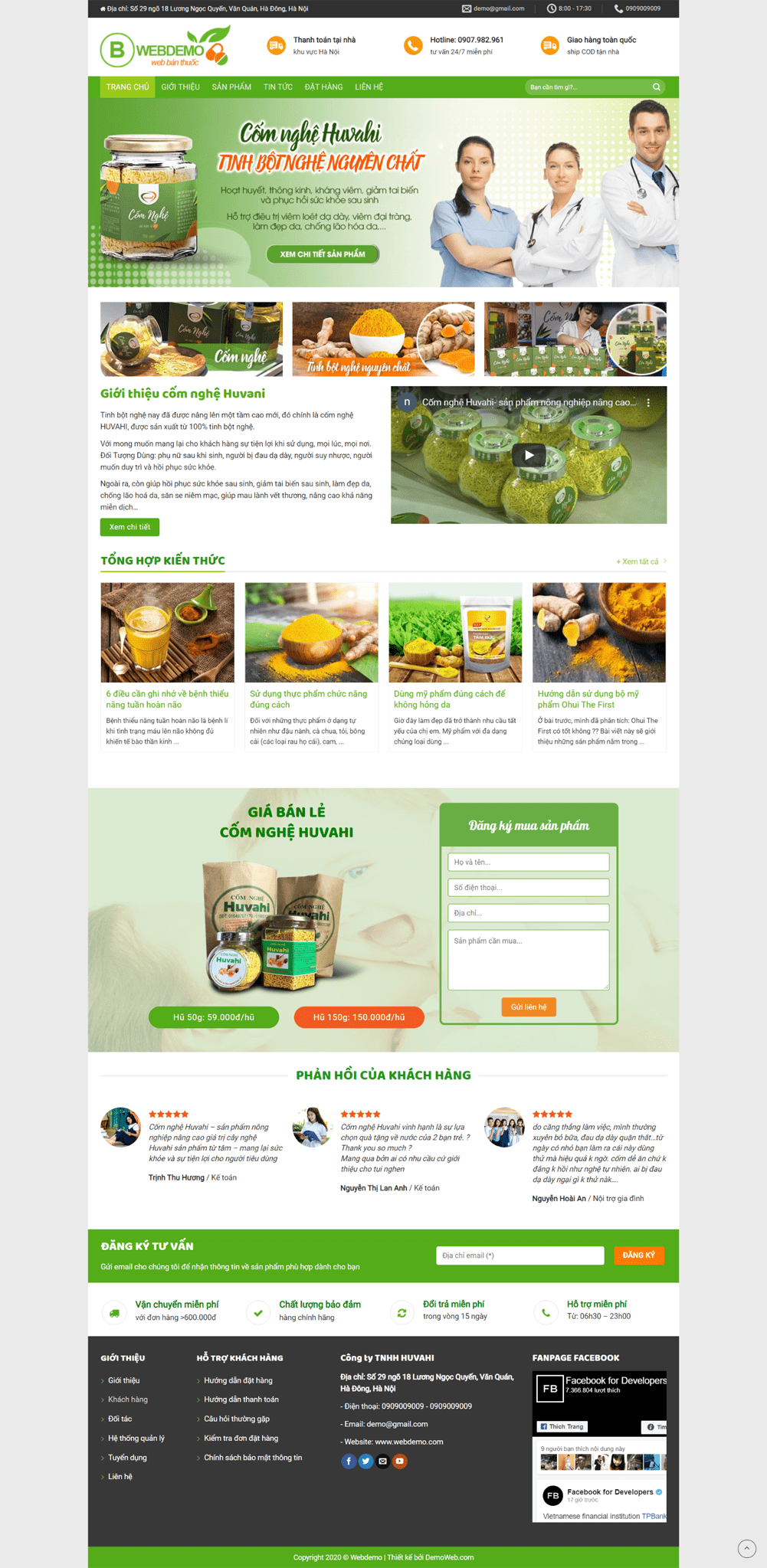 Mẫu website tinh bột nghệ