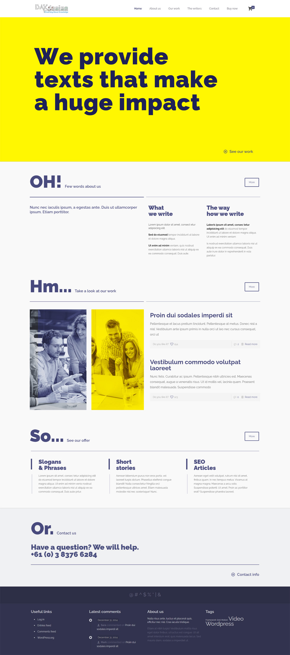 Mẫu Website nước ngoài Copywriter